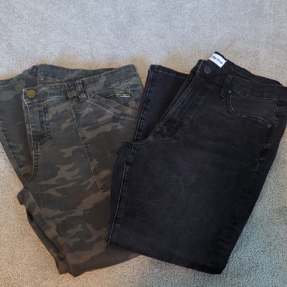 Lot of 2- Kut from the Kloth and The Drop Skinny Jeans - Camouflage and Black